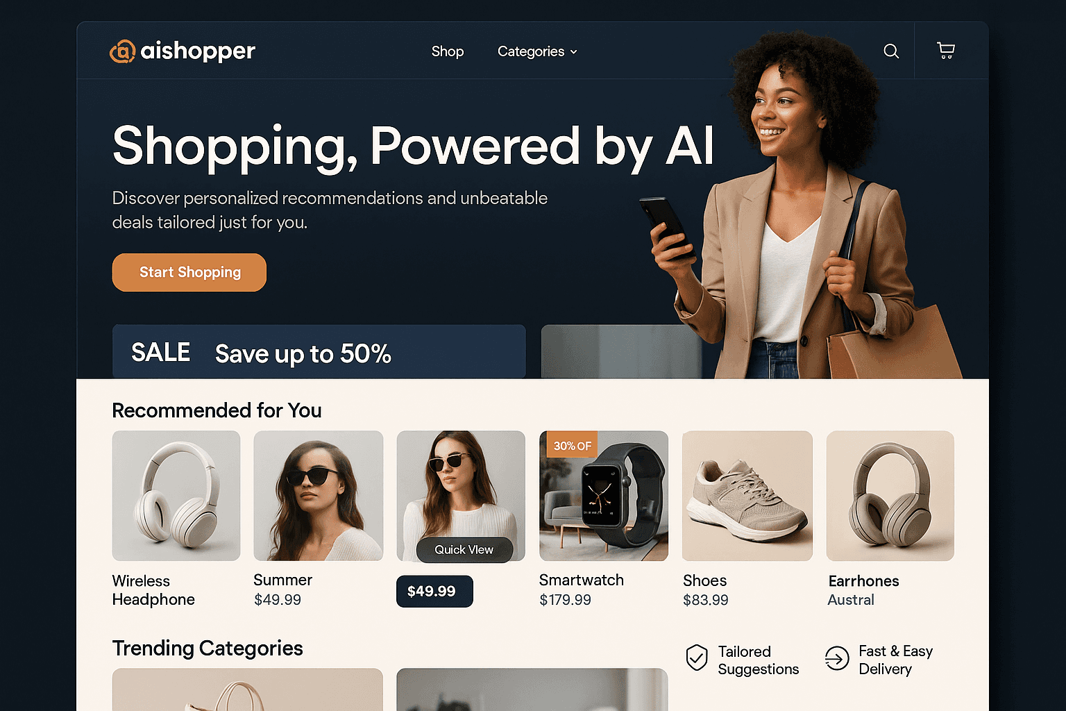aishopper.com website mockup